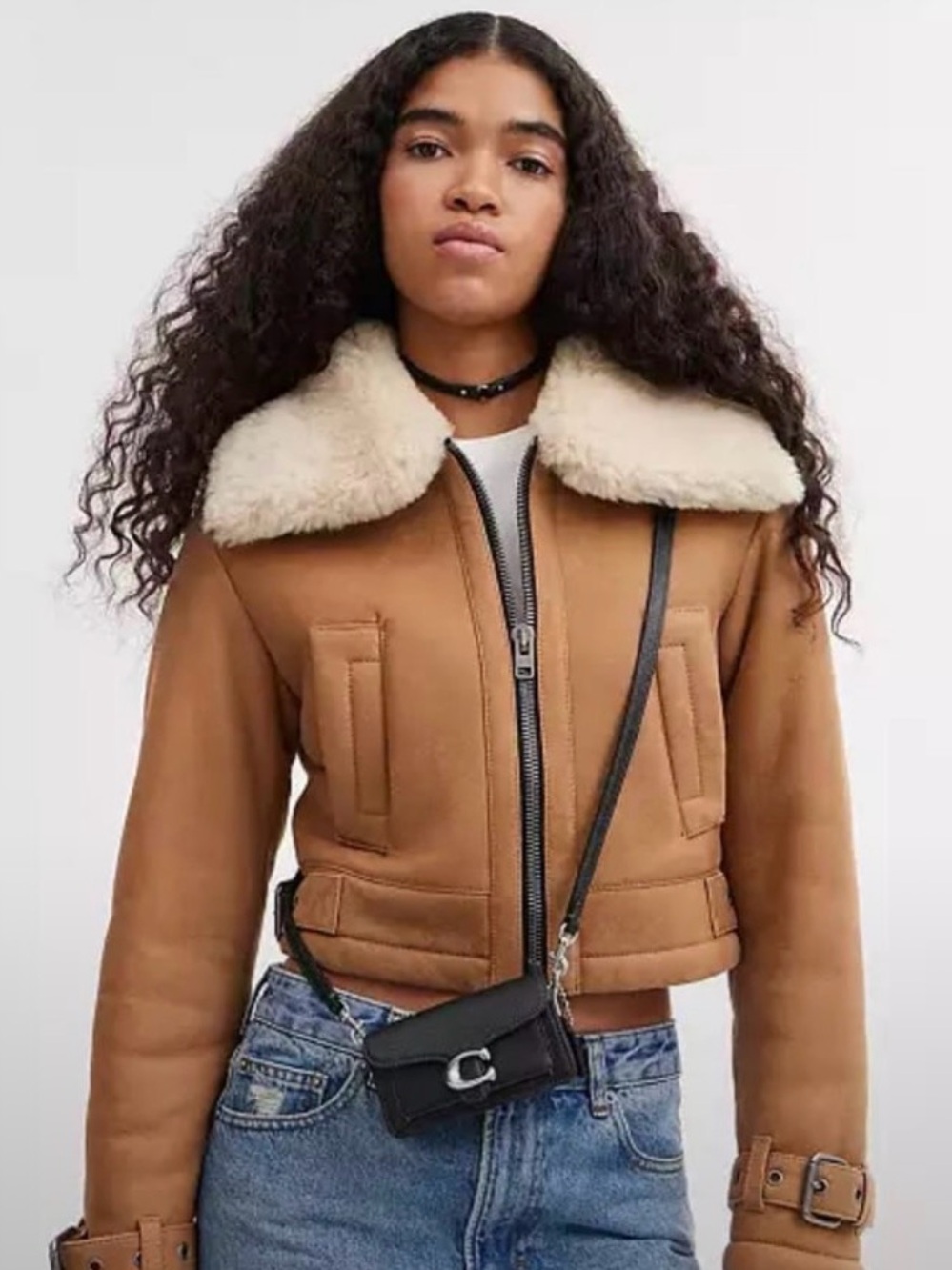 Coach CROPPED SHEARLING AVIATOR